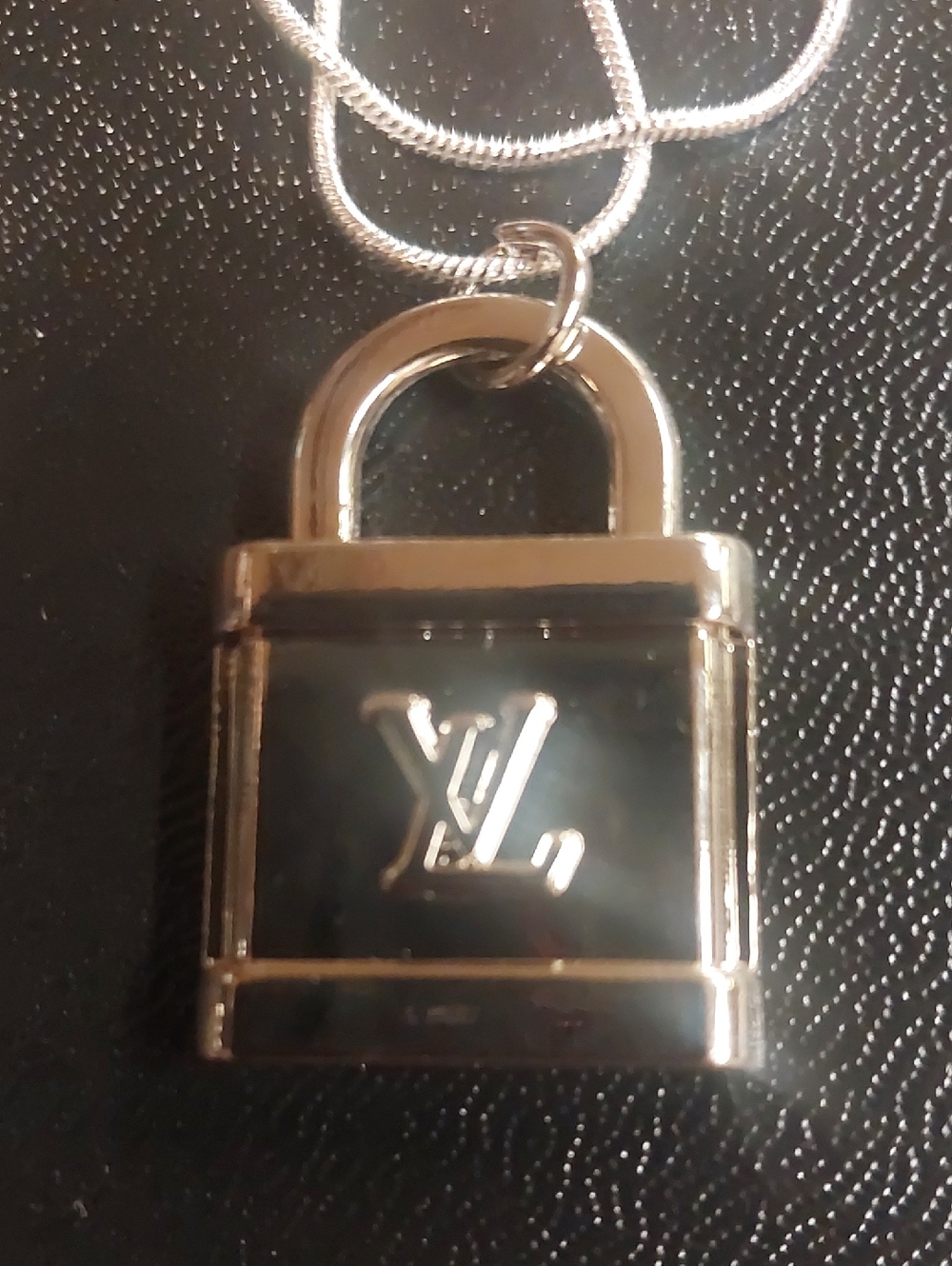LV Sterling Silver Padlock Charm Pendant Necklace